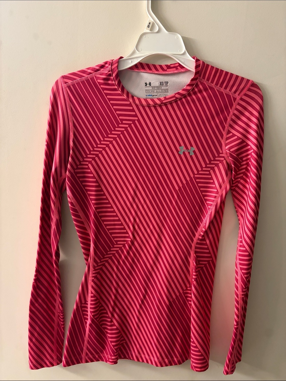 Under Armour Women's Hot Pink Striped Long-Sleeve Performance Top